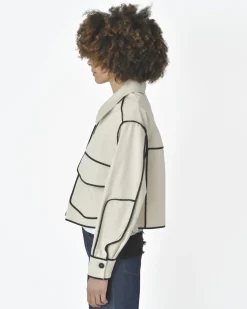La Piscine Paris Veste bord noir T_Coat*Femme Blousons & Vestes