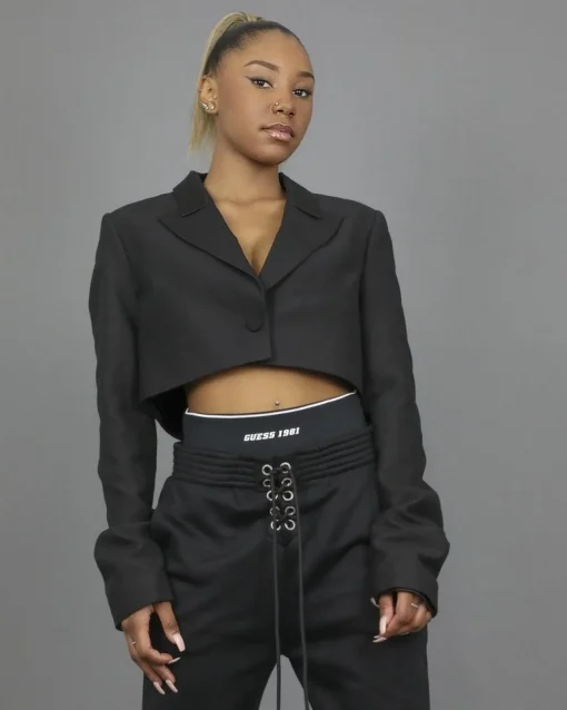 La Piscine Paris Veste blazer raccourcie à finitions en satin Carven*Femme Blousons & Vestes