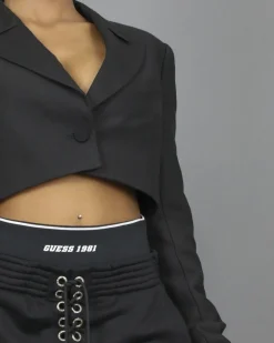 La Piscine Paris Veste blazer raccourcie à finitions en satin Carven*Femme Blousons & Vestes