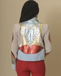 La Piscine Paris Veste courte en cuir à empiècements Roberto Cavalli*Femme Blousons & Vestes