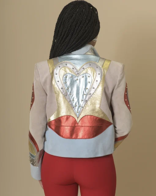 La Piscine Paris Veste courte en cuir à empiècements Roberto Cavalli*Femme Blousons & Vestes