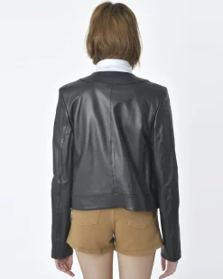 La Piscine Paris Veste cuir col à franges Annarita N*Femme Blousons & Vestes