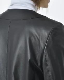La Piscine Paris Veste cuir col à franges Annarita N*Femme Blousons & Vestes