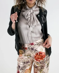 La Piscine Paris Veste en crêpe à broderies cloutées « Boutique » Moschino*Femme Blousons & Vestes