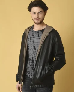 La Piscine Paris Veste en cuir à capuche imperméable Manzoni 24*Homme Blousons & Vestes