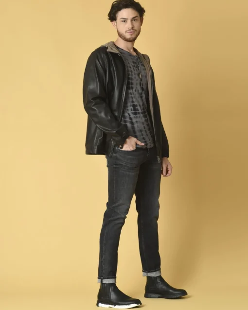 La Piscine Paris Veste en cuir à capuche imperméable Manzoni 24*Homme Blousons & Vestes