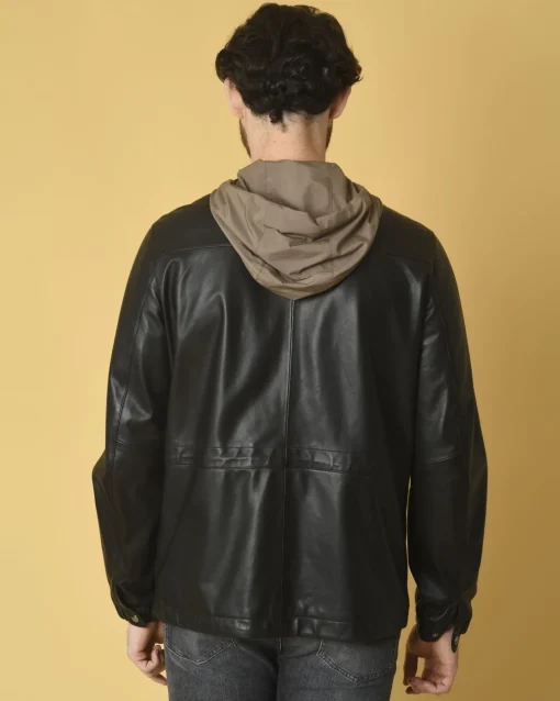 La Piscine Paris Veste en cuir à capuche imperméable Manzoni 24*Homme Blousons & Vestes
