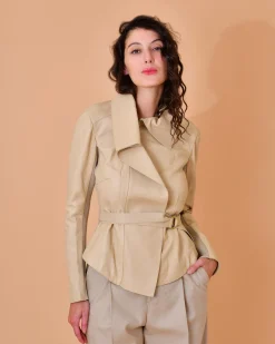 La Piscine Paris Veste en cuir à empiècements Lorena Antoniazzi*Femme Blousons & Vestes