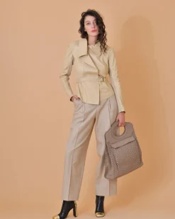 La Piscine Paris Veste en cuir à empiècements Lorena Antoniazzi*Femme Blousons & Vestes