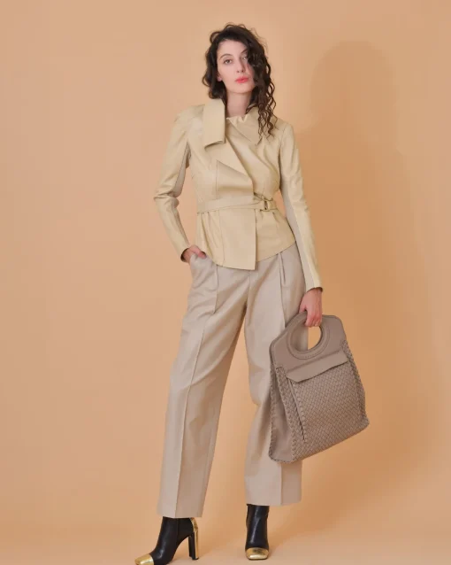 La Piscine Paris Veste en cuir à empiècements Lorena Antoniazzi*Femme Blousons & Vestes