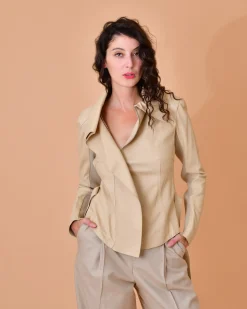 La Piscine Paris Veste en cuir à empiècements Lorena Antoniazzi*Femme Blousons & Vestes
