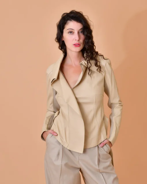 La Piscine Paris Veste en cuir à empiècements Lorena Antoniazzi*Femme Blousons & Vestes