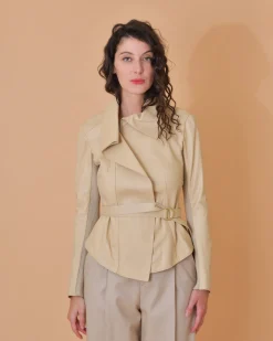 La Piscine Paris Veste en cuir à empiècements Lorena Antoniazzi*Femme Blousons & Vestes