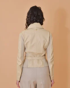 La Piscine Paris Veste en cuir à empiècements Lorena Antoniazzi*Femme Blousons & Vestes