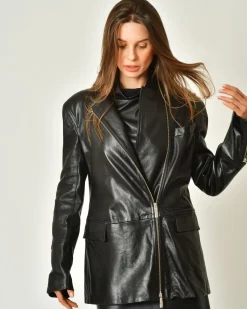 La Piscine Paris Veste en cuir à poches à rabats Malloni*Femme Blousons & Vestes