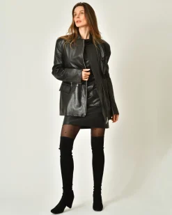 La Piscine Paris Veste en cuir à poches à rabats Malloni*Femme Blousons & Vestes
