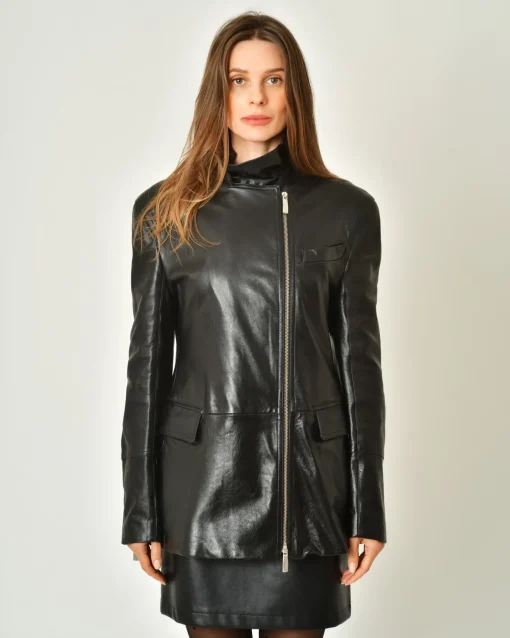La Piscine Paris Veste en cuir à poches à rabats Malloni*Femme Blousons & Vestes
