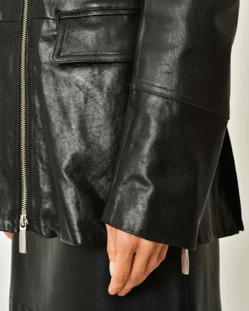 La Piscine Paris Veste en cuir à poches à rabats Malloni*Femme Blousons & Vestes