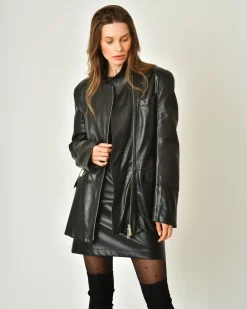 La Piscine Paris Veste en cuir à poches à rabats Malloni*Femme Blousons & Vestes