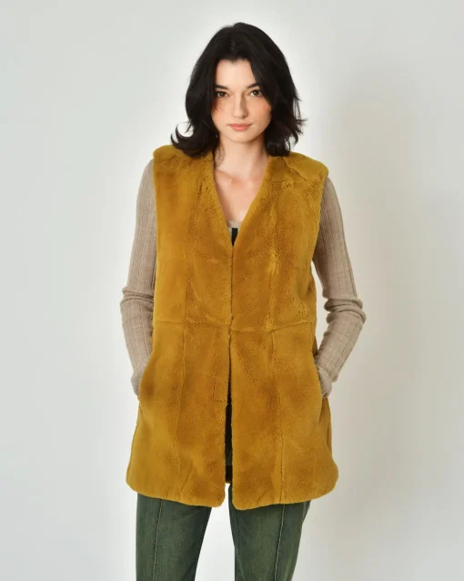 La Piscine Paris Veste en fourrure sans manches Manzoni24*Femme Blousons & Vestes