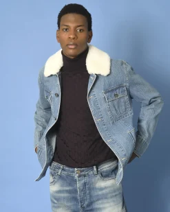 La Piscine Paris Veste en jean à col fourrure amovible Ly Adams*Homme Blousons & Vestes