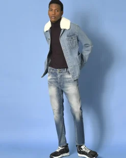 La Piscine Paris Veste en jean à col fourrure amovible Ly Adams*Homme Blousons & Vestes