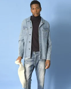 La Piscine Paris Veste en jean à col fourrure amovible Ly Adams*Homme Blousons & Vestes