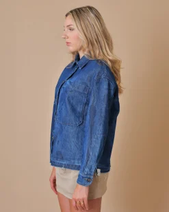 La Piscine Paris Veste en jean à imprimé fleuri T_Coat*Femme Blousons & Vestes