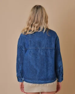 La Piscine Paris Veste en jean à imprimé fleuri T_Coat*Femme Blousons & Vestes