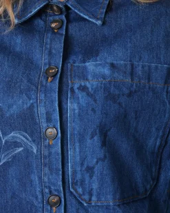 La Piscine Paris Veste en jean à imprimé fleuri T_Coat*Femme Blousons & Vestes