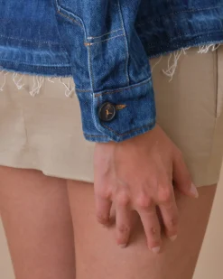 La Piscine Paris Veste en jean à imprimé fleuri T_Coat*Femme Blousons & Vestes
