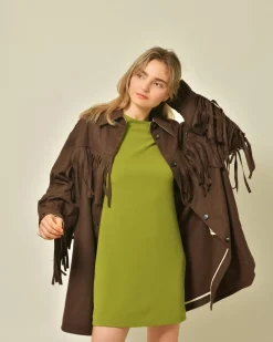 La Piscine Paris Veste en laine mélangée à franges T_Coat*Femme Blousons & Vestes