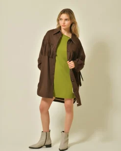 La Piscine Paris Veste en laine mélangée à franges T_Coat*Femme Blousons & Vestes
