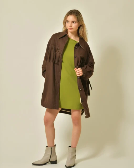 La Piscine Paris Veste en laine mélangée à franges T_Coat*Femme Blousons & Vestes