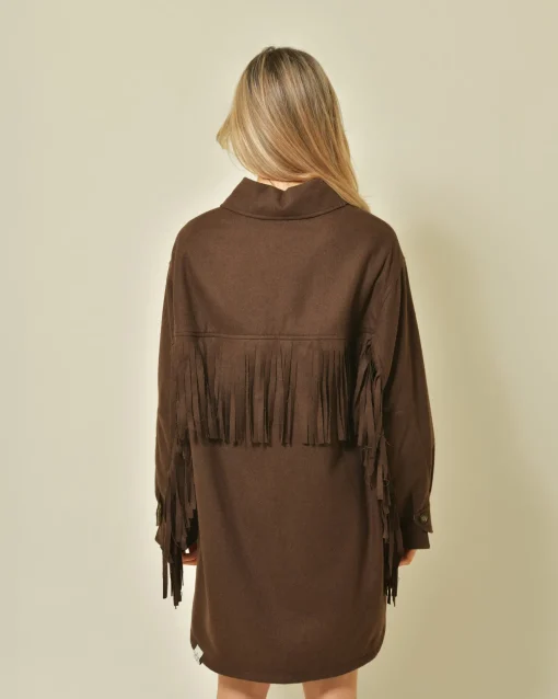 La Piscine Paris Veste en laine mélangée à franges T_Coat*Femme Blousons & Vestes