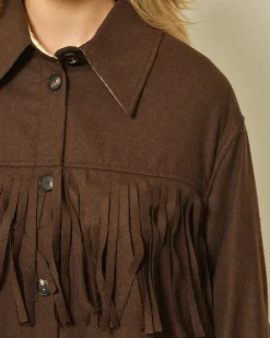 La Piscine Paris Veste en laine mélangée à franges T_Coat*Femme Blousons & Vestes