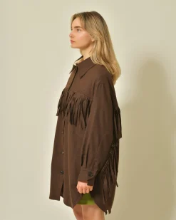 La Piscine Paris Veste en laine mélangée à franges T_Coat*Femme Blousons & Vestes