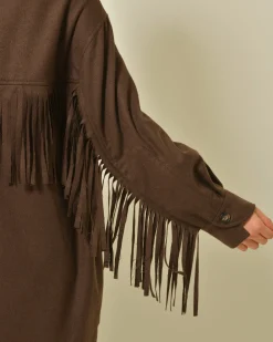 La Piscine Paris Veste en laine mélangée à franges T_Coat*Femme Blousons & Vestes