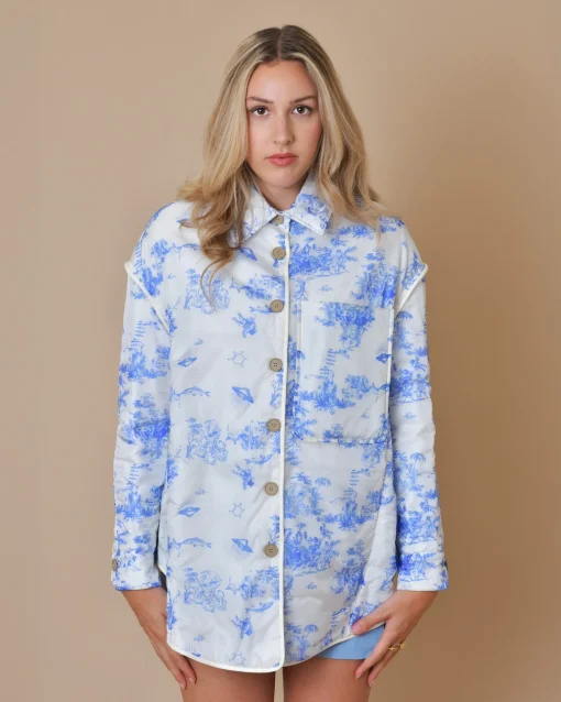 La Piscine Paris Veste en tissu imperméable à imprimé T_Coat*Femme Blousons & Vestes