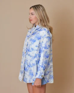 La Piscine Paris Veste en tissu imperméable à imprimé T_Coat*Femme Blousons & Vestes