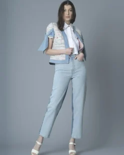 La Piscine Paris Veste en tweed multicolore et jean Edward Achour*Femme Blousons & Vestes