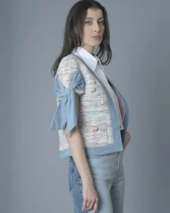 La Piscine Paris Veste en tweed multicolore et jean Edward Achour*Femme Blousons & Vestes