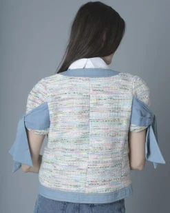 La Piscine Paris Veste en tweed multicolore et jean Edward Achour*Femme Blousons & Vestes