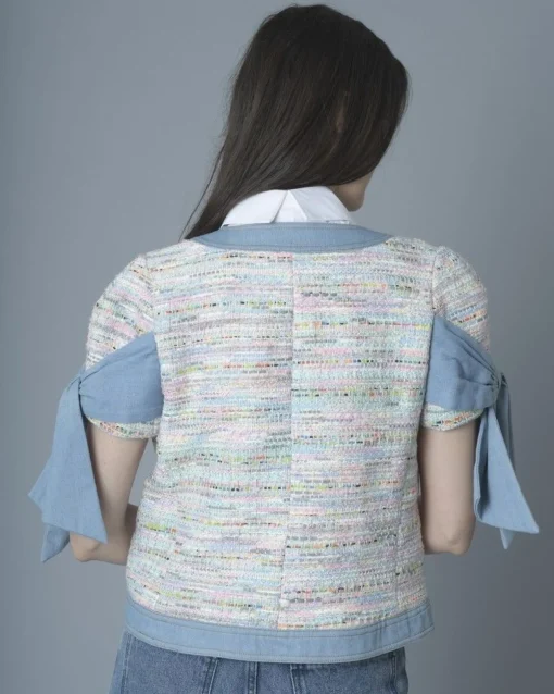 La Piscine Paris Veste en tweed multicolore et jean Edward Achour*Femme Blousons & Vestes