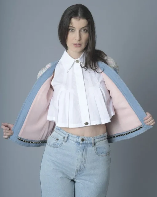 La Piscine Paris Veste en tweed multicolore et jean Edward Achour*Femme Blousons & Vestes