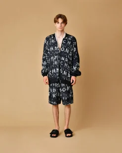 La Piscine Paris Veste en viscose à imprimé d'écriture de pinceaux John Richmond*Homme Blousons & Vestes