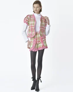 La Piscine Paris Veste manches courtes d'ensemble tartan Edward Achour*Femme Blousons & Vestes