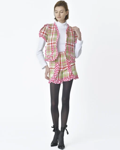 La Piscine Paris Veste manches courtes d'ensemble tartan Edward Achour*Femme Blousons & Vestes