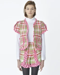 La Piscine Paris Veste manches courtes d'ensemble tartan Edward Achour*Femme Blousons & Vestes