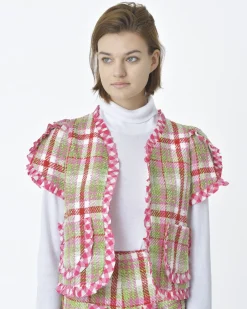 La Piscine Paris Veste manches courtes d'ensemble tartan Edward Achour*Femme Blousons & Vestes